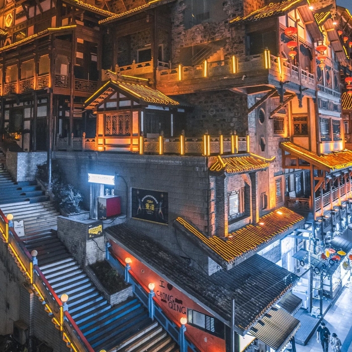 屏幕按鈕重慶洪崖洞建筑攝影圖
