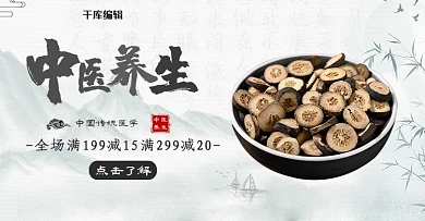 中医养生中药白色简约 古风电商banner