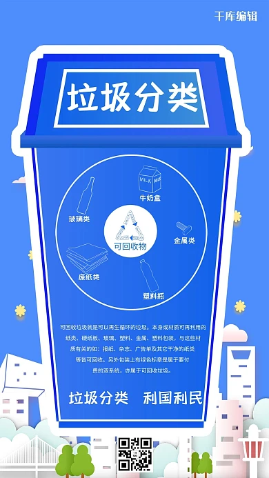 千库编辑原创垃圾分类讲文明环保海报