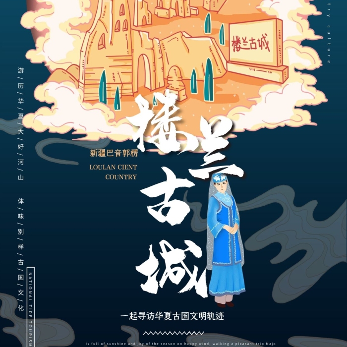 國潮之樓蘭古城國潮風(fēng)格插畫海報(bào)
