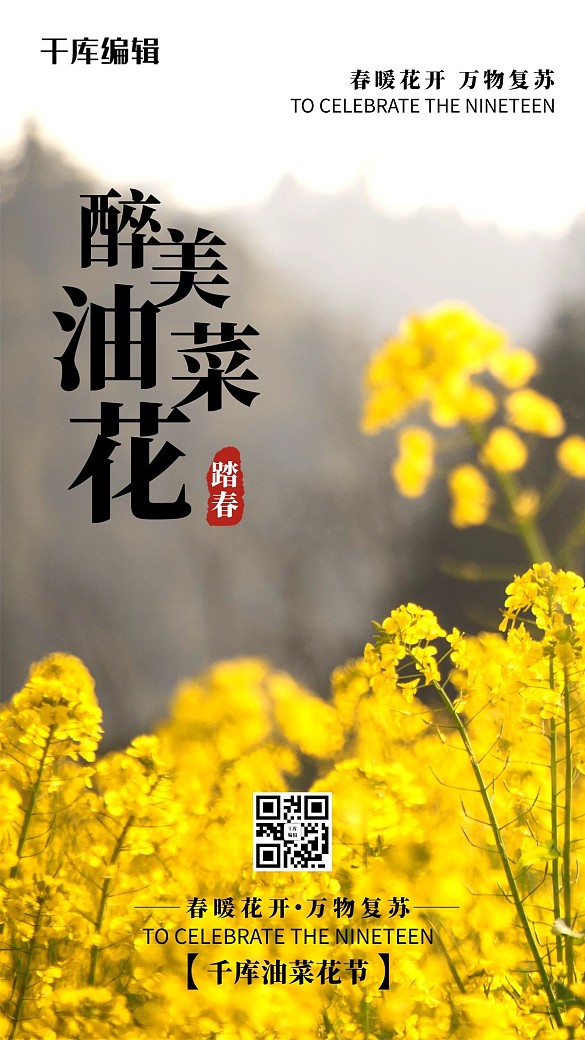 油菜花風景黃色攝影海報