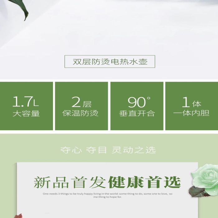 不銹鋼材質(zhì)清新簡約風(fēng)電水壺詳情頁
