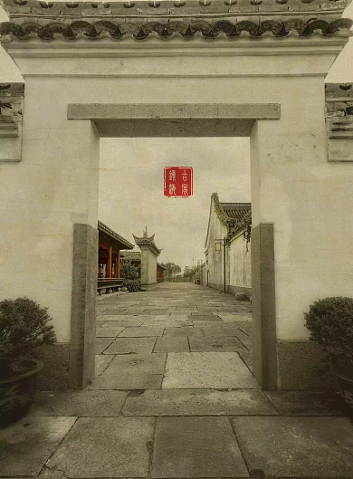 民国风复古小巷海报背景装饰画