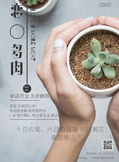 2020文艺摄影多肉植物花盆海报