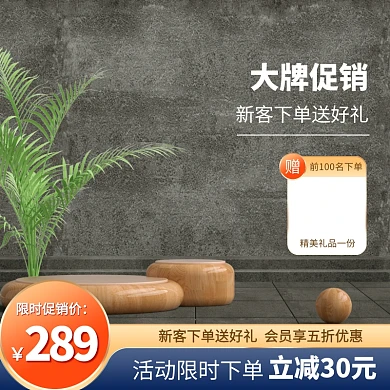 灰色简约家装家居通用3d主图模版