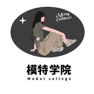 灰色简约模特学院logo