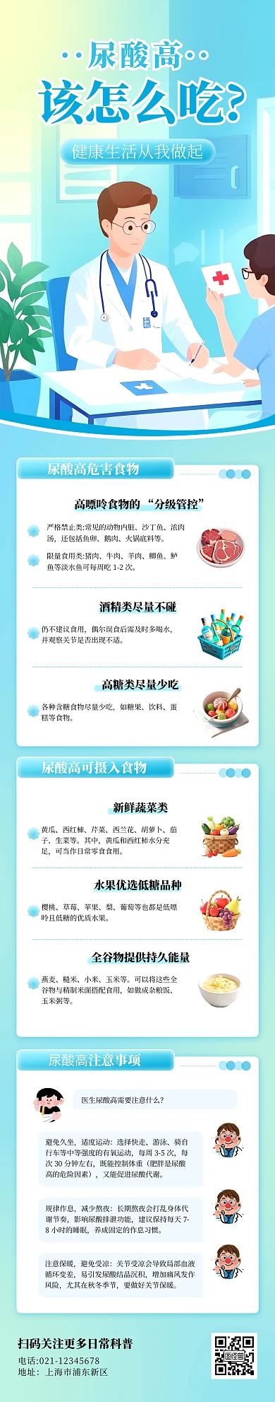 尿酸高怎么吃卡通公众号文章长图