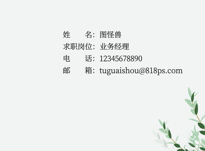 簡約綠色保險公司求職簡歷封皮