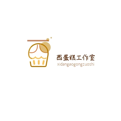 由西和蛋糕组合形成金黄色工作室logo