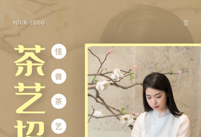 茶藝招生詳情頁簡約大方橘色營銷長圖