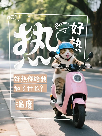 趣味涂鸦高温预警小红书封面