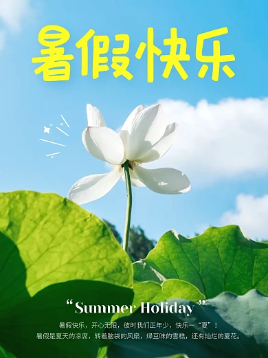 暑假快乐你好暑假简约宣传plog小红书
