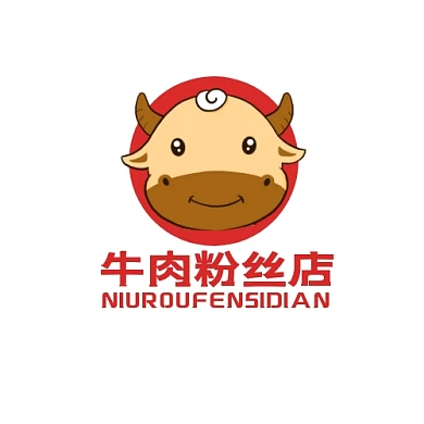 牛肉粉丝店红色卡通简约美食LOGO