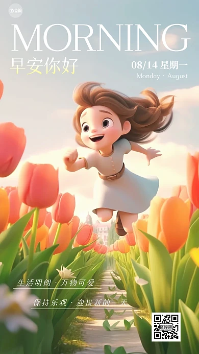 早安日签皮克斯人物手机海报