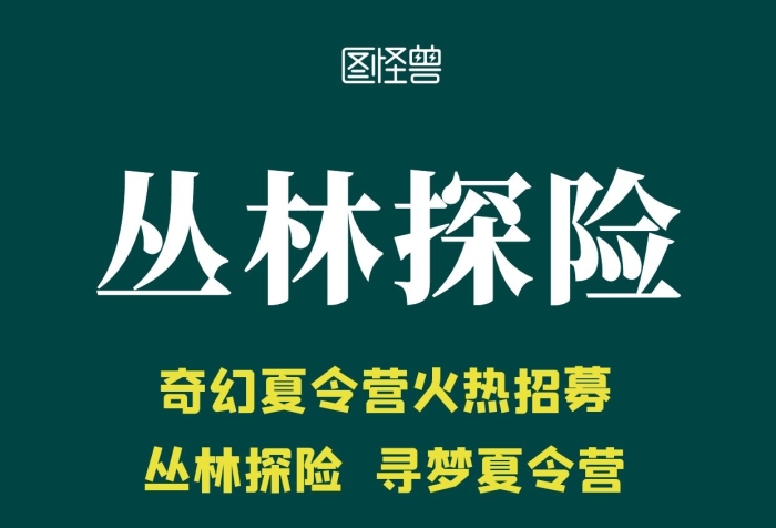 深色背景暑假叢林穿越簡約宣傳海報