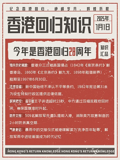 复古风香港回归小红书封面