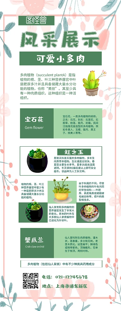 易拉宝 风采展示 多肉 简约