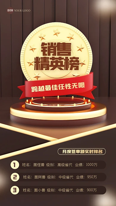 黑金销售排行榜3D海报