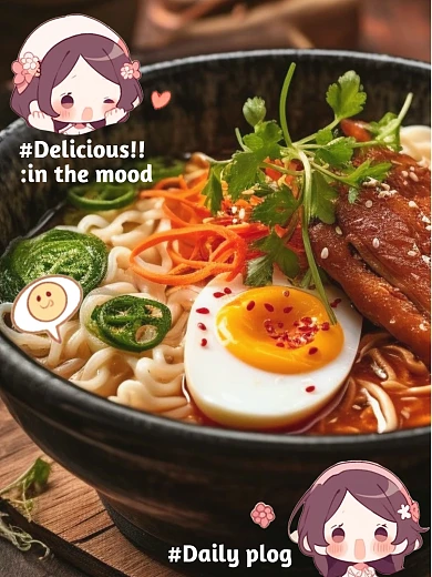 ins风可爱表情贴纸美食美味效果模板