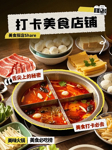 美食探店火锅宣传社交抖音图文封面