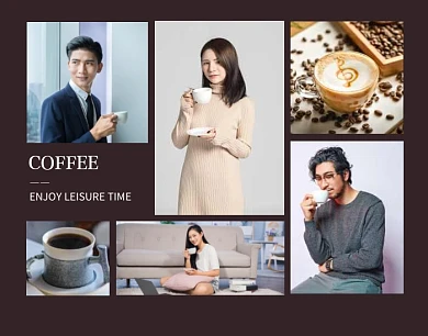 咖啡时尚简约饮品贴心相伴照片拼图