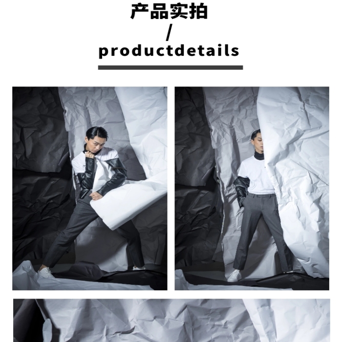 潮牌男裝簡約灰色男裝詳情頁