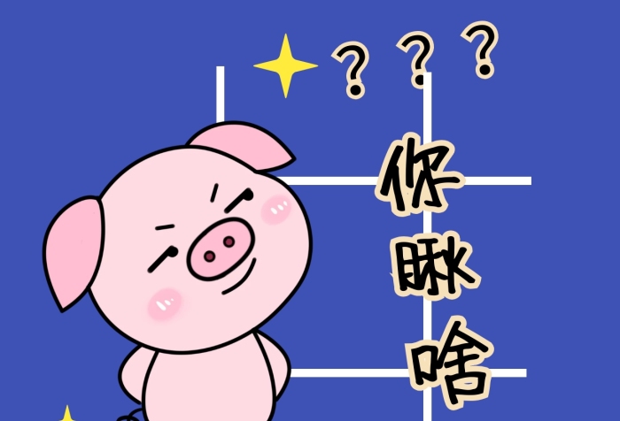 藍(lán)色背景線條卡通豬你瞅啥朋友圈封面