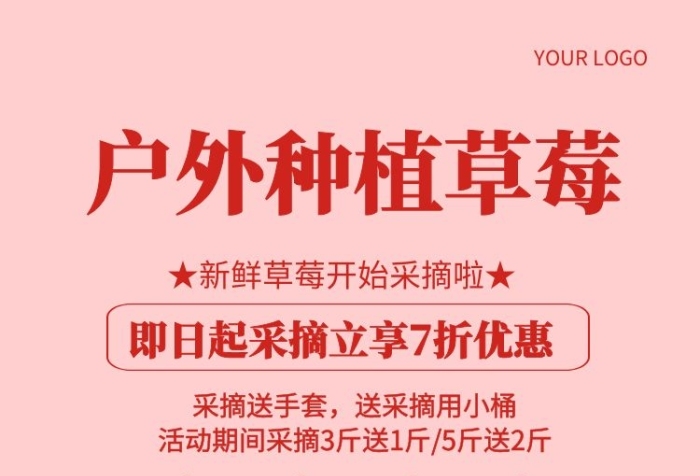 戶外種植草莓摘草莓水果促銷(xiāo)海報(bào)