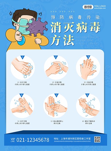 消毒流程洗手步驟醫(yī)療簡(jiǎn)約豎版海報(bào)