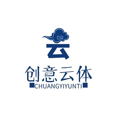 云字体设计logo几何蓝色系简约大气创意