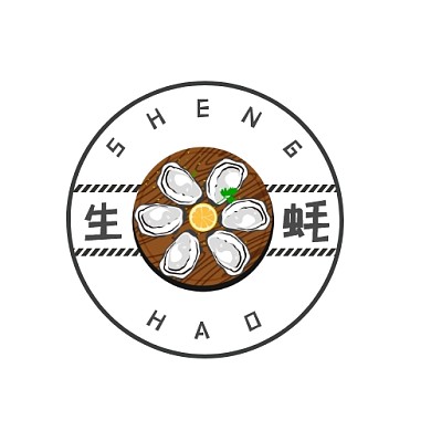 簡約扁平風格黑白配色生蠔logo
