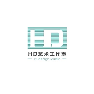 HD字母HD藝術(shù)工作室線條logo設(shè)計