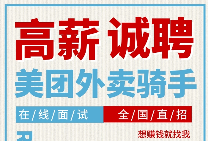 美團(tuán)外賣(mài)騎手招募招聘宣傳手機(jī)海報(bào)
