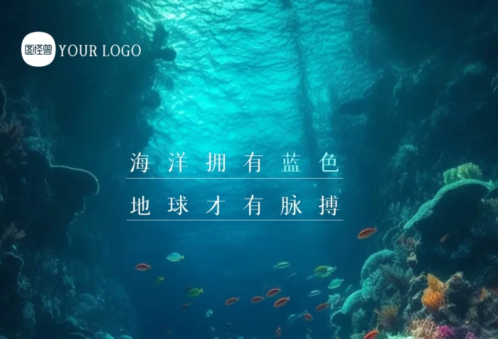 簡(jiǎn)約大氣攝影風(fēng)世界海洋日攝影圖海報(bào)
