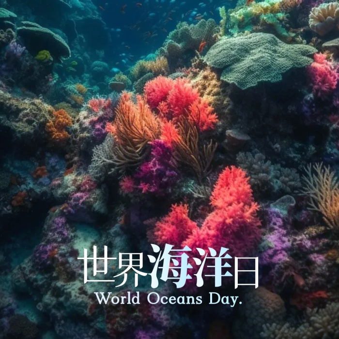 簡(jiǎn)約大氣攝影風(fēng)世界海洋日攝影圖海報(bào)