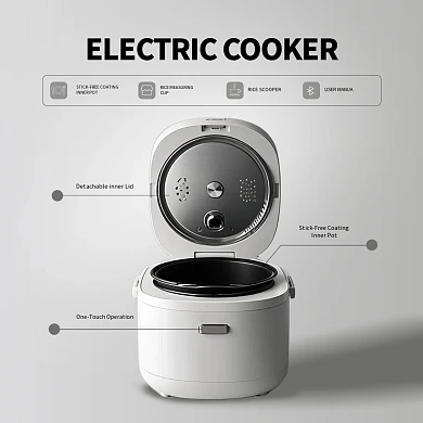 简约厨房用品电饭锅产品介绍电商主图