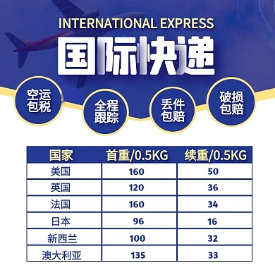 简约风国际快递邮寄运输主图直通车