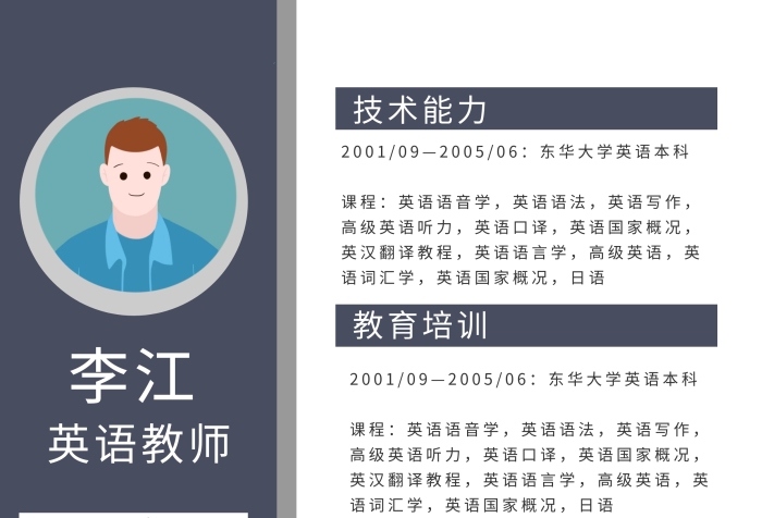 教師通用簡(jiǎn)歷英語(yǔ)教師求職簡(jiǎn)歷
