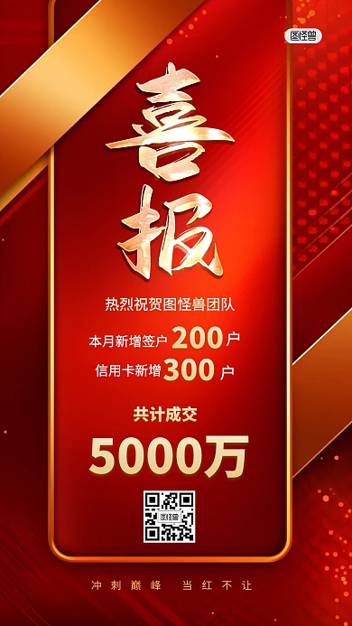 战报喜报成交额祝贺3D海报