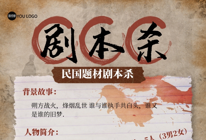 桌游劇本殺懸疑推理復(fù)古質(zhì)感印刷海報(bào)