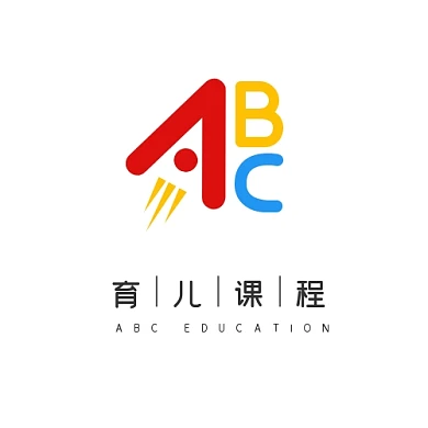 育儿课程logo简约彩色ABC字母火箭