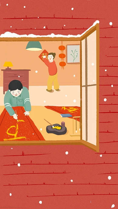 图怪兽原创素材过年 写春联