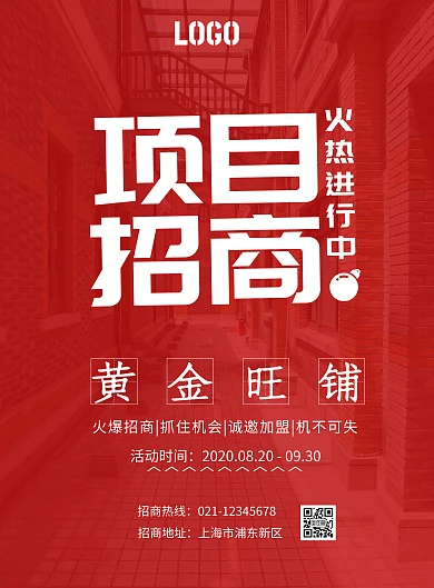 项目招商红色大气宣传海报