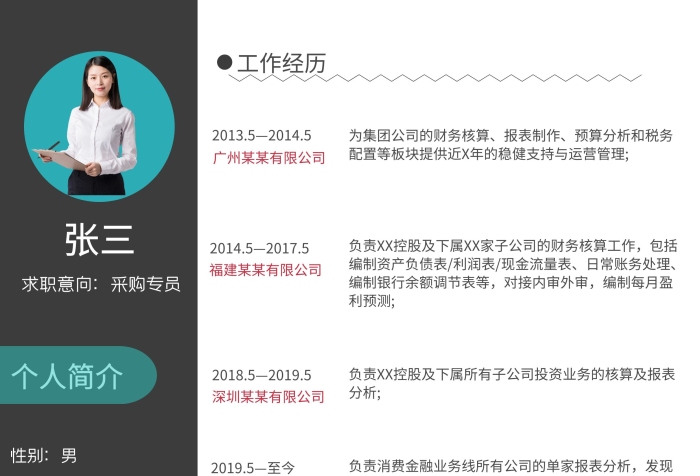 采購專員簡約大氣商務(wù)簡歷模板