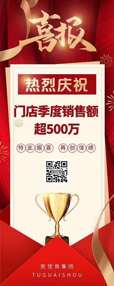 销售业绩喜报热烈庆祝喜庆高端