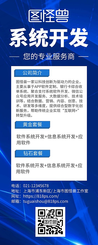 軟件系統(tǒng)開發(fā)藍(lán)色大氣易拉寶