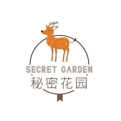 褐色手繪小鹿秘密花園品牌頭像logo