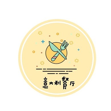 簡約創(chuàng)意圓圈橙色意大利餐飲logo設計