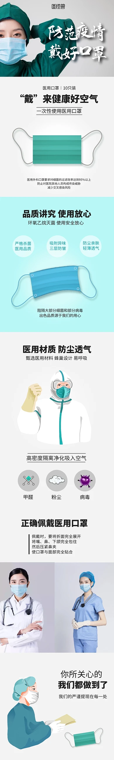 创意医用一次性口罩淘宝电商详情页