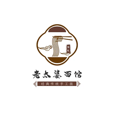 褐色窗格古风面馆面条餐饮美食logo